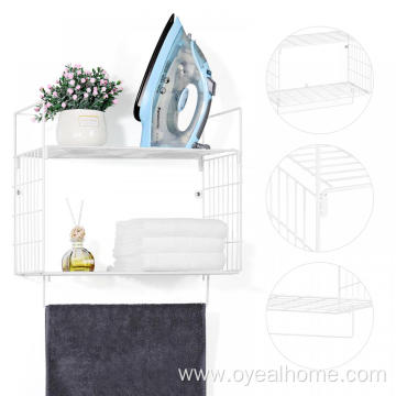 Wall Mounted Towel Rack With Shelf 2 Tier